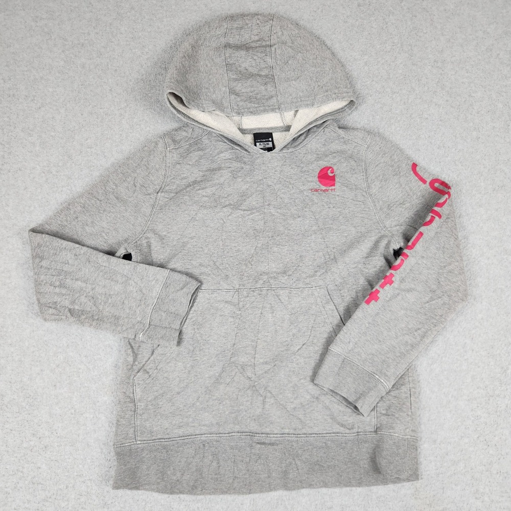 Carhartt Hoodie‎ Kids XL Gray Heather Fleece Lined Soft Kangaroo Pocket Pullover
